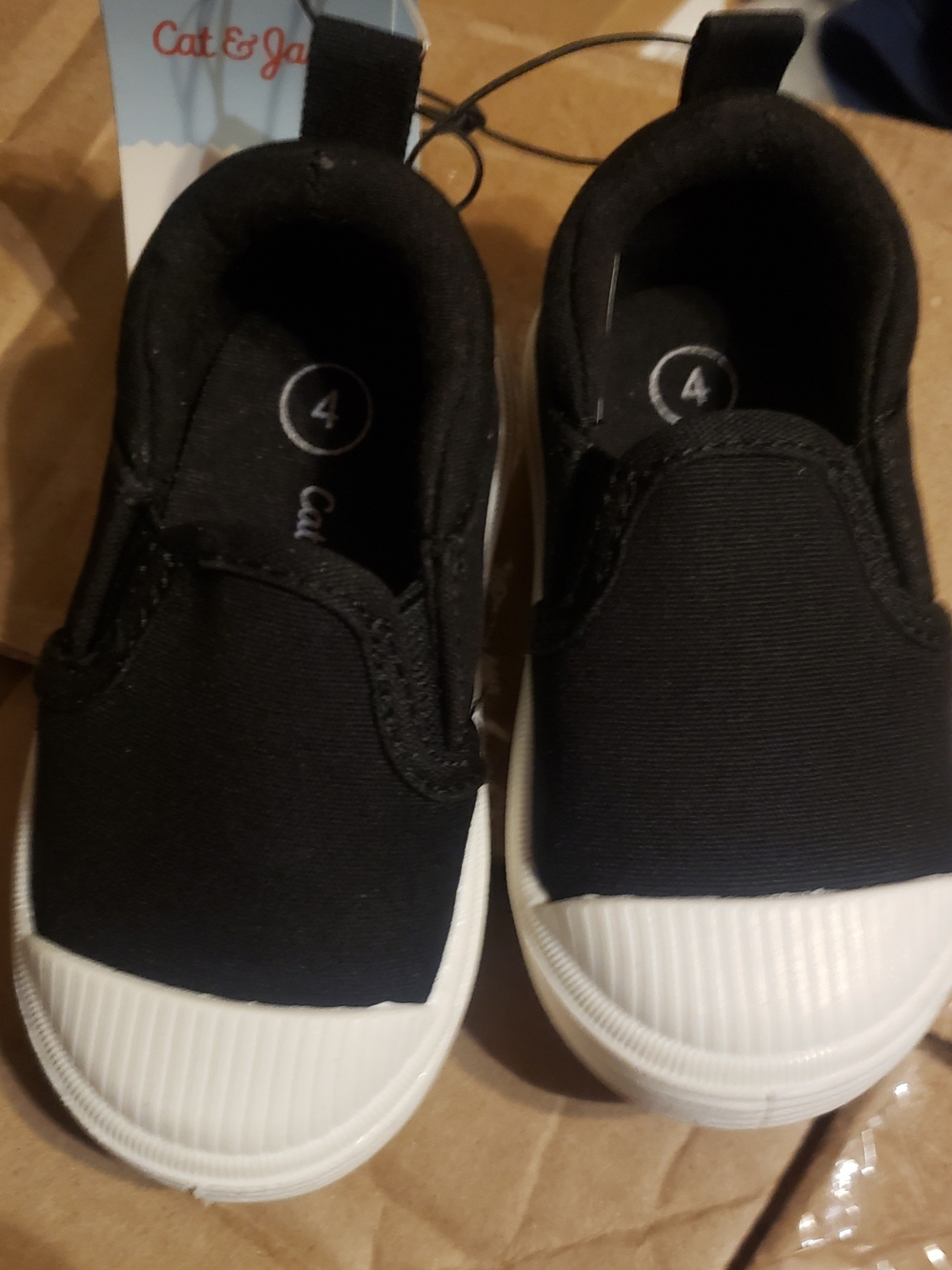 Cat & Jack Black Slip-On Kids Sneakers with White Toe Cap